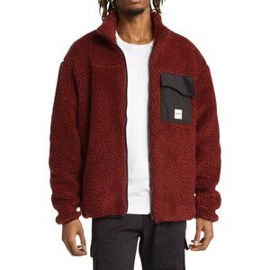 Cat Caterpillar WWR Workwear Teddy Zip Up Jacket Bordeaux Red Mens Size XL